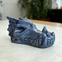 2.5 inch Blue Aventurine Chinese Dragon Skull - Natural Aventurine Carving — view 7