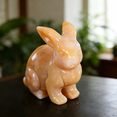 Yellow Chalcedony Rabbit Carving-Natural Stone Carving — view 6