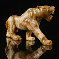 Yellow Chalcedony Leopard Carving — view 4