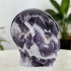3.8 Inch Dream Amethyst Alien Crystal Skull – Chevron Amethyst — view 3