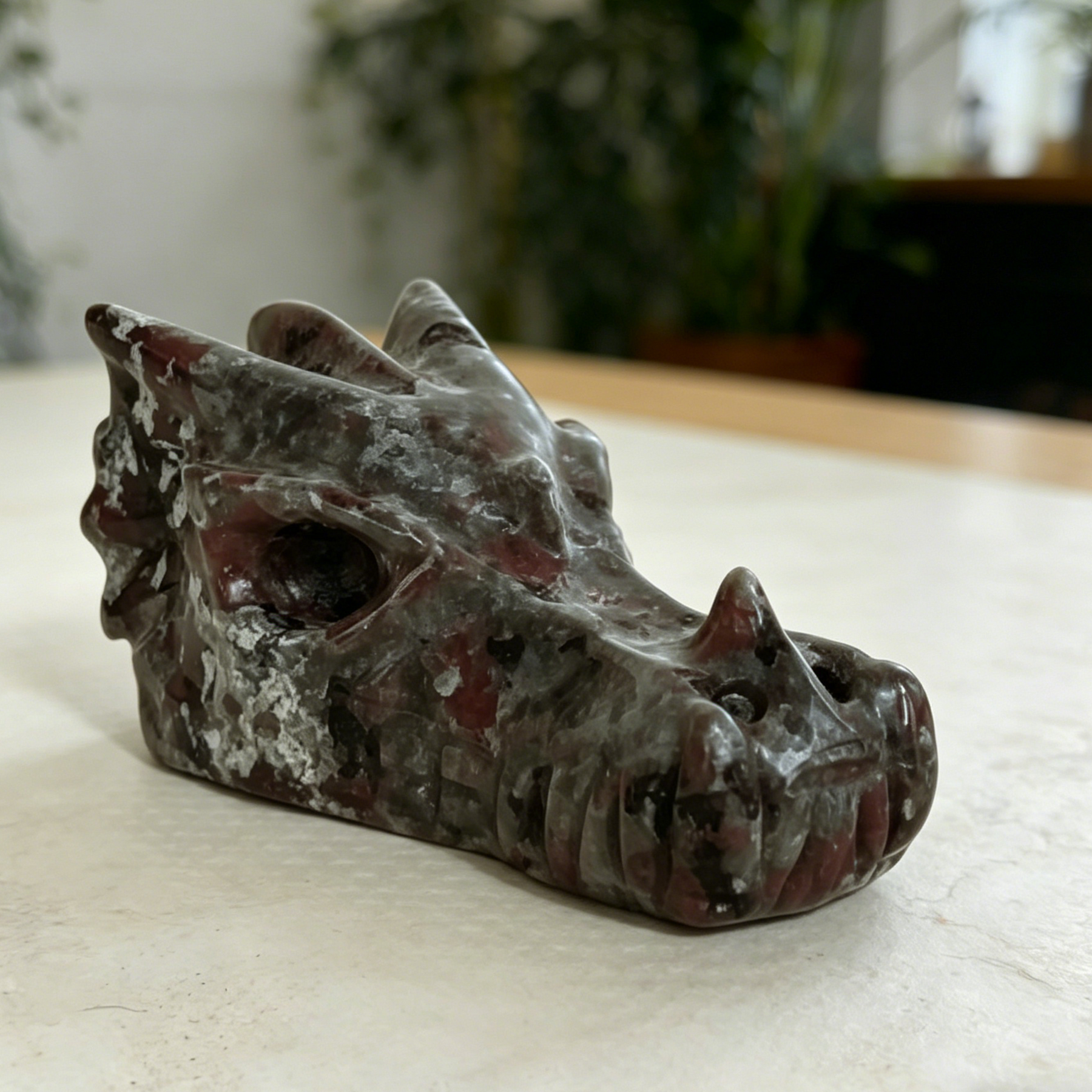 2 inch Yooperlite Chinese Dragon Skull - Natural Stone Sculpture — view 7