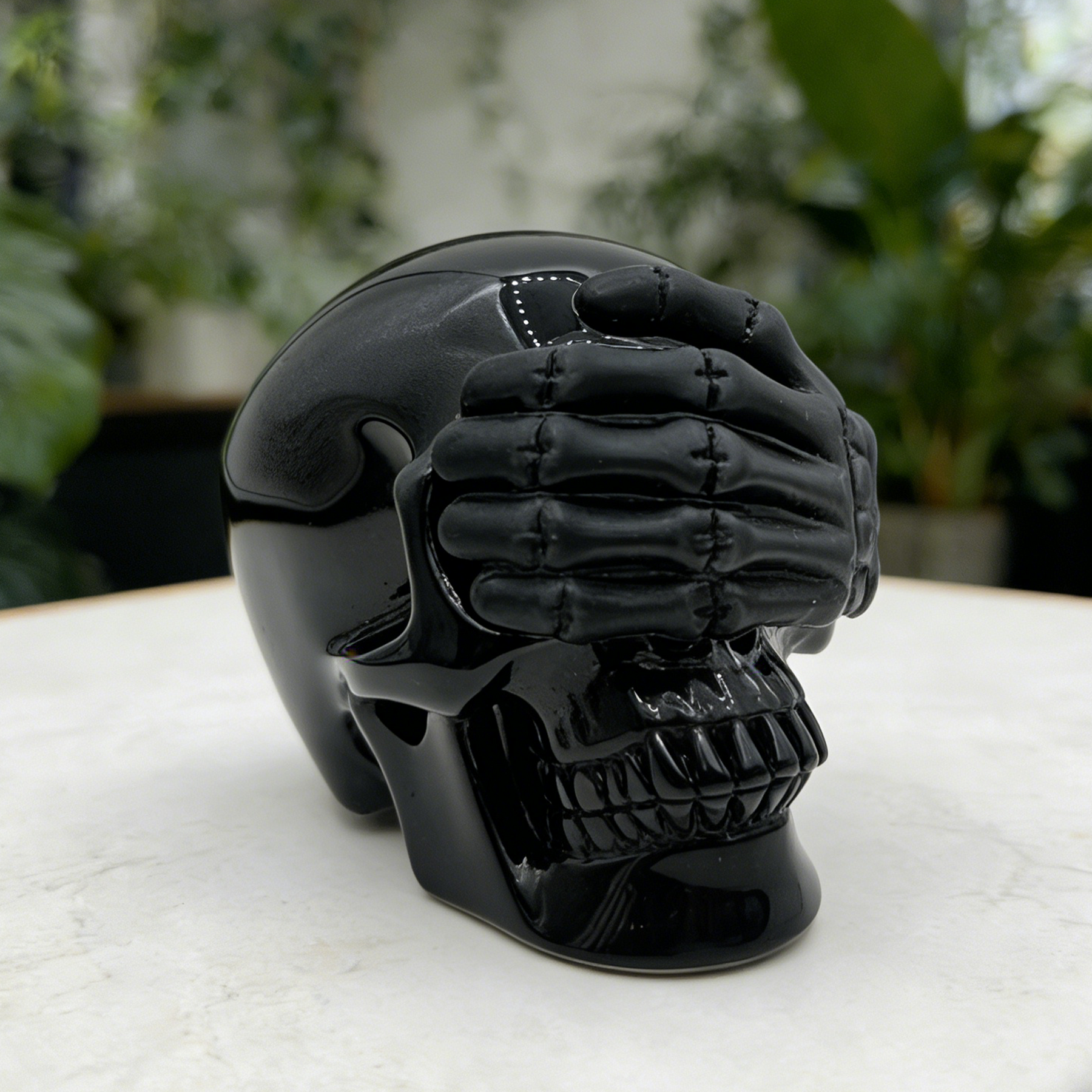 See No Evil Black Obsidian Skull - Natural Stone — view 5