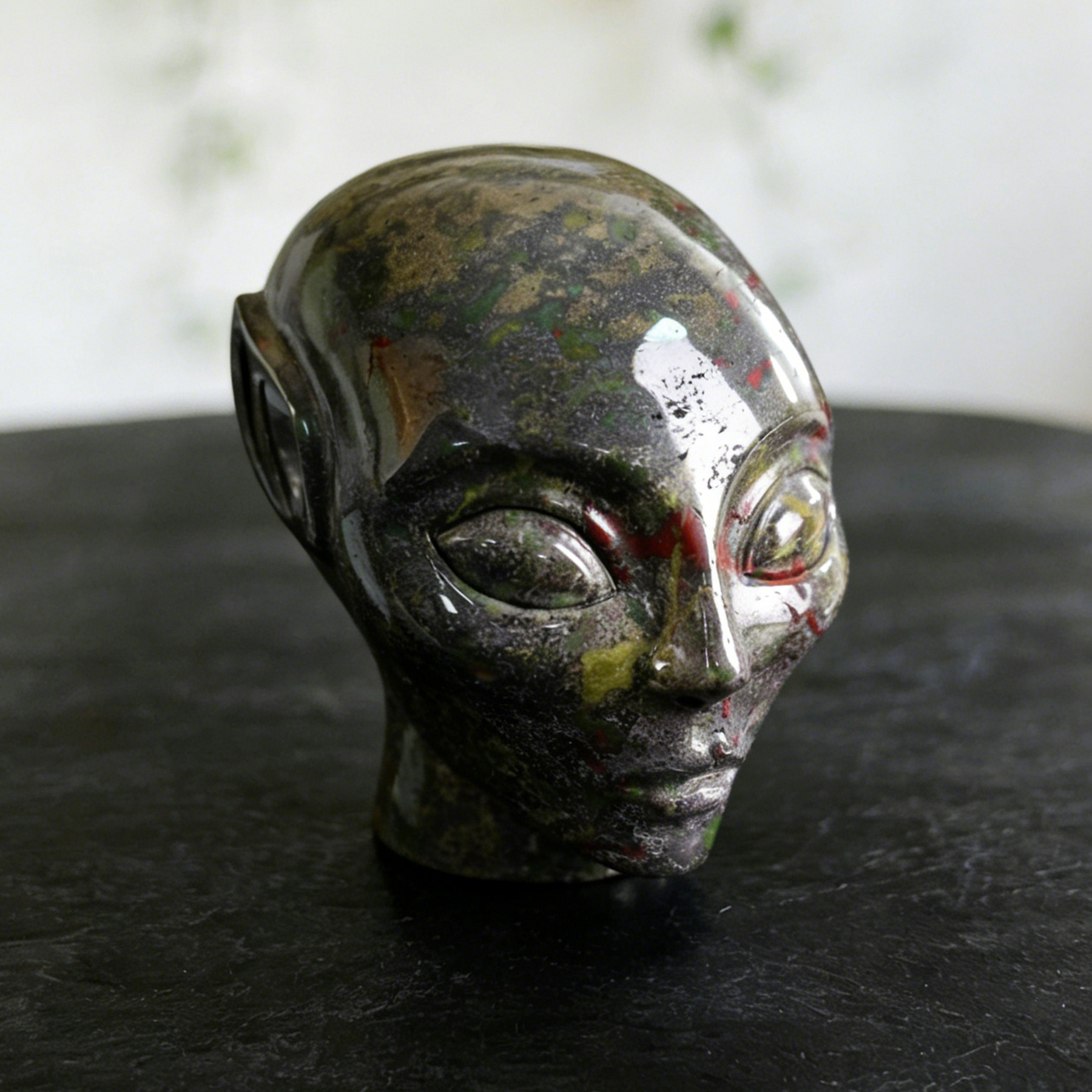3.8 inch Dragon Bloodstone Alien Crystal Skull - Natural tone — view 3