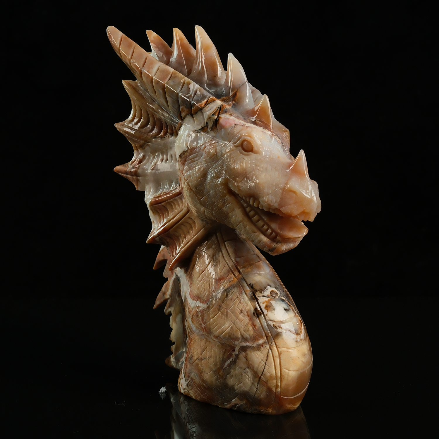 Yellow Chalcedony Dragon Head Sculpture — view 4