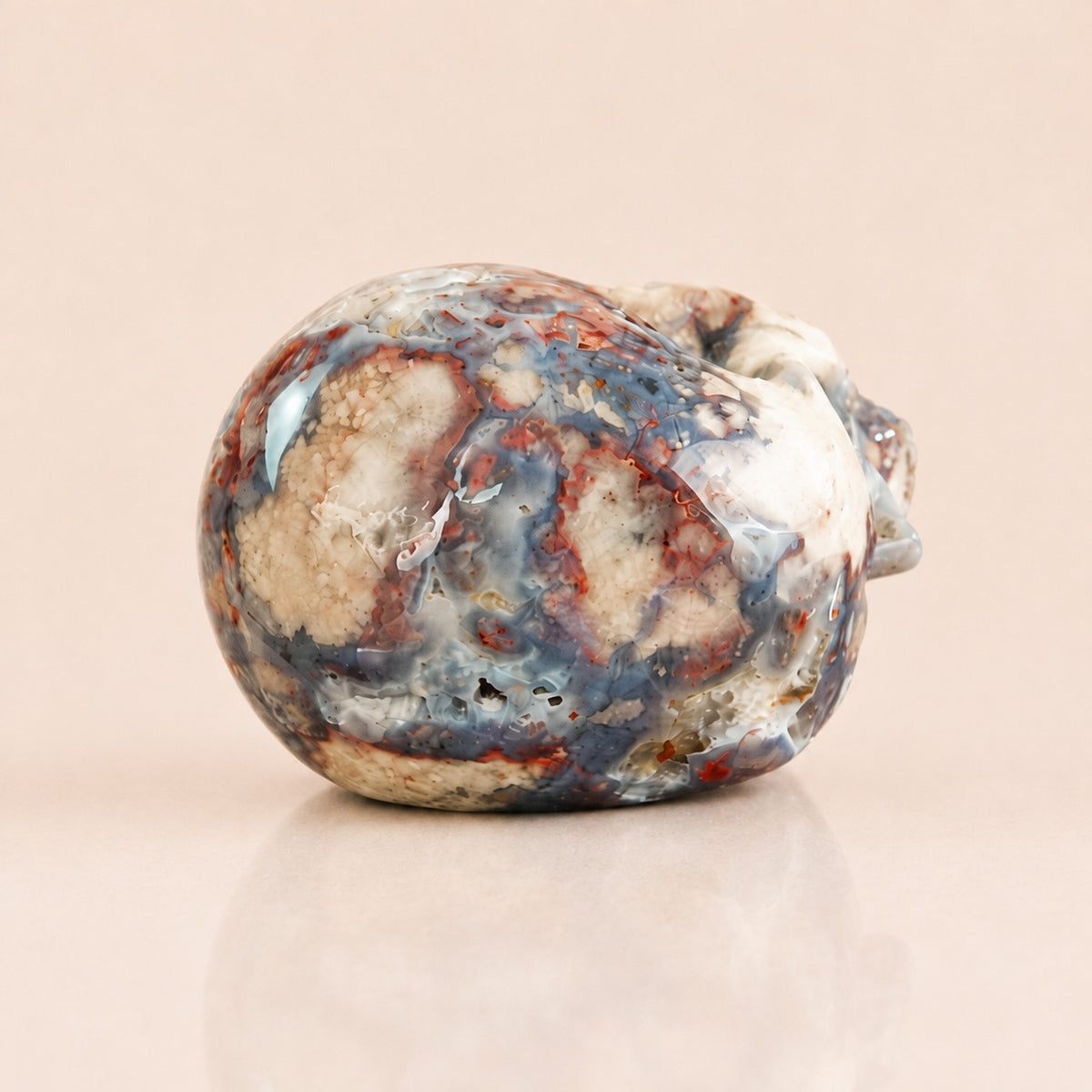 Crâne en agate fleur bleue de 2,2 pouces