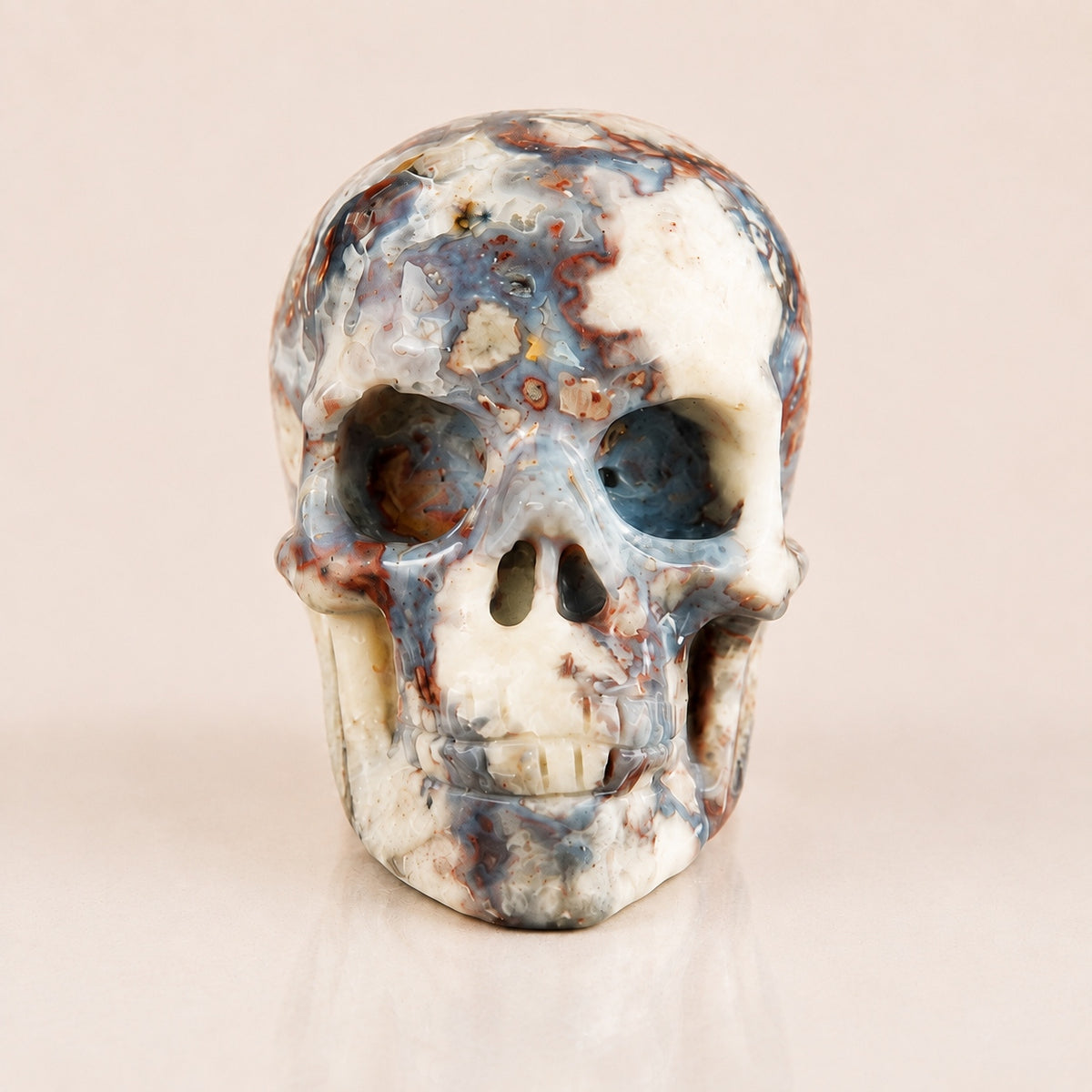 Crâne en agate fleur bleue de 2,2 pouces