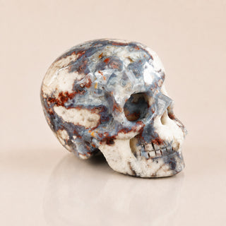 Crâne en agate fleur bleue de 2,2 pouces