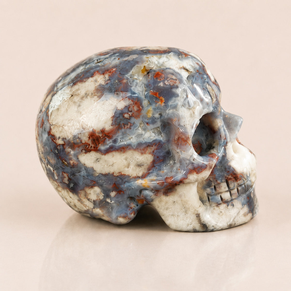 Crâne en agate fleur bleue de 2,2 pouces