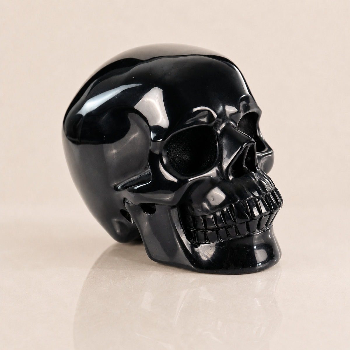 Schwarzer Obsidian-Totenkopf, 3 Zoll
