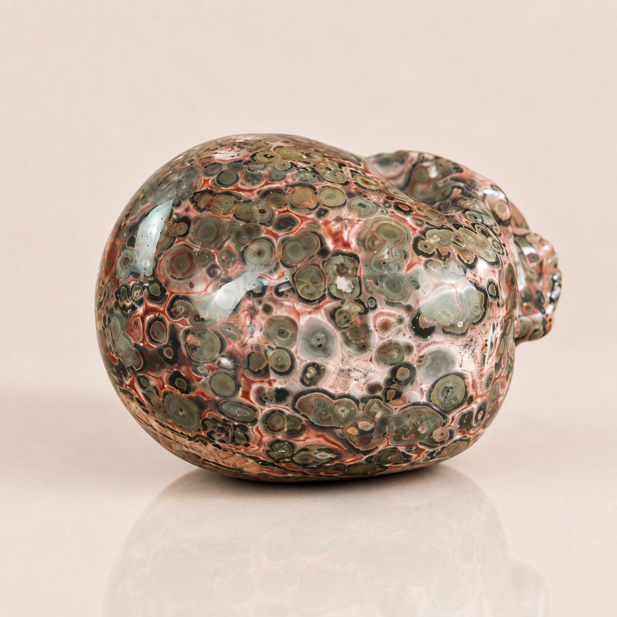 Crâne en pierre de léopard rouge de 5,6 cm