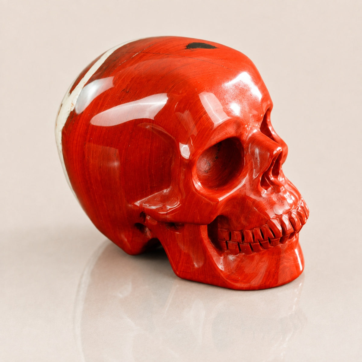 7,6 cm Roter Jaspis Totenkopf