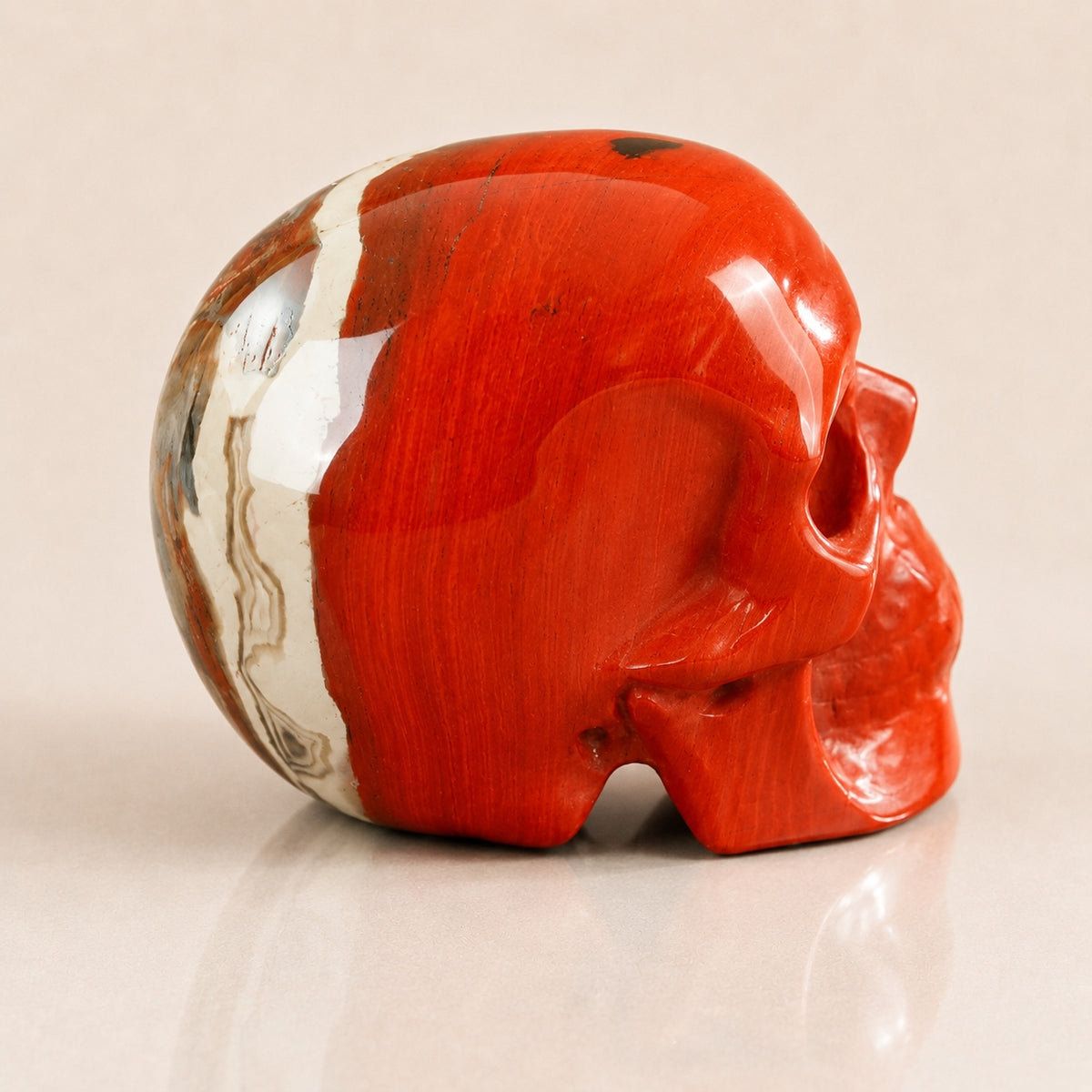 7,6 cm Roter Jaspis Totenkopf
