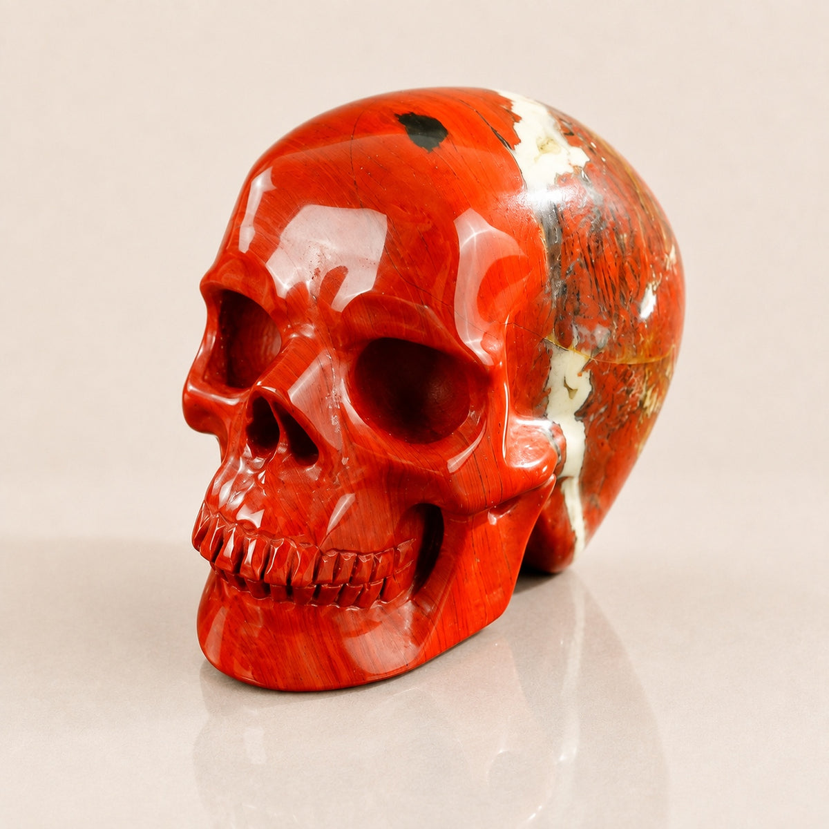 7,6 cm Roter Jaspis Totenkopf