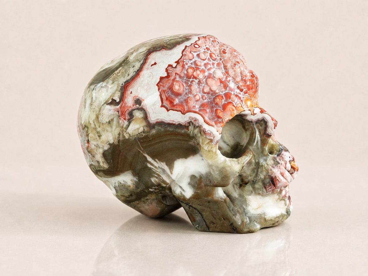 3-inch Red Crazy Lace Agate Skull