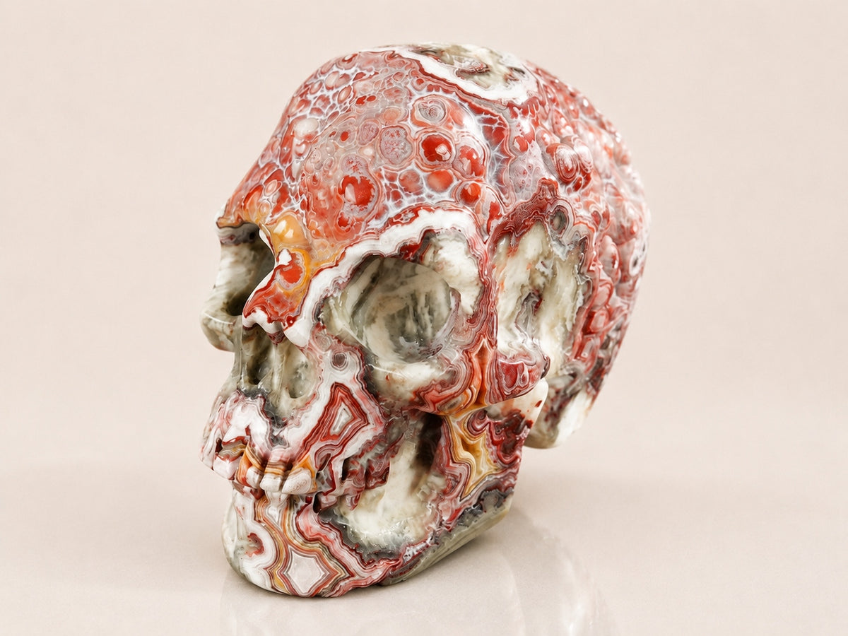 3-inch Red Crazy Lace Agate Skull