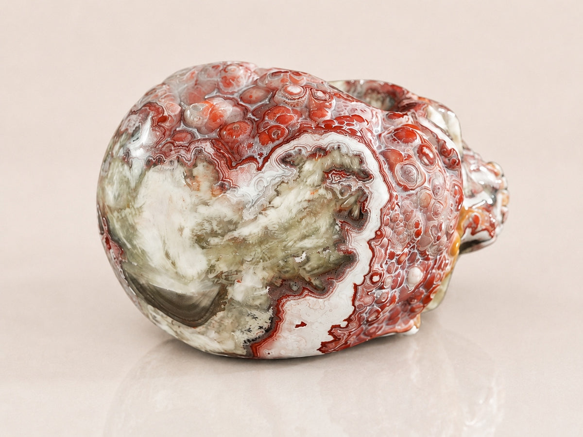 3-inch Red Crazy Lace Agate Skull