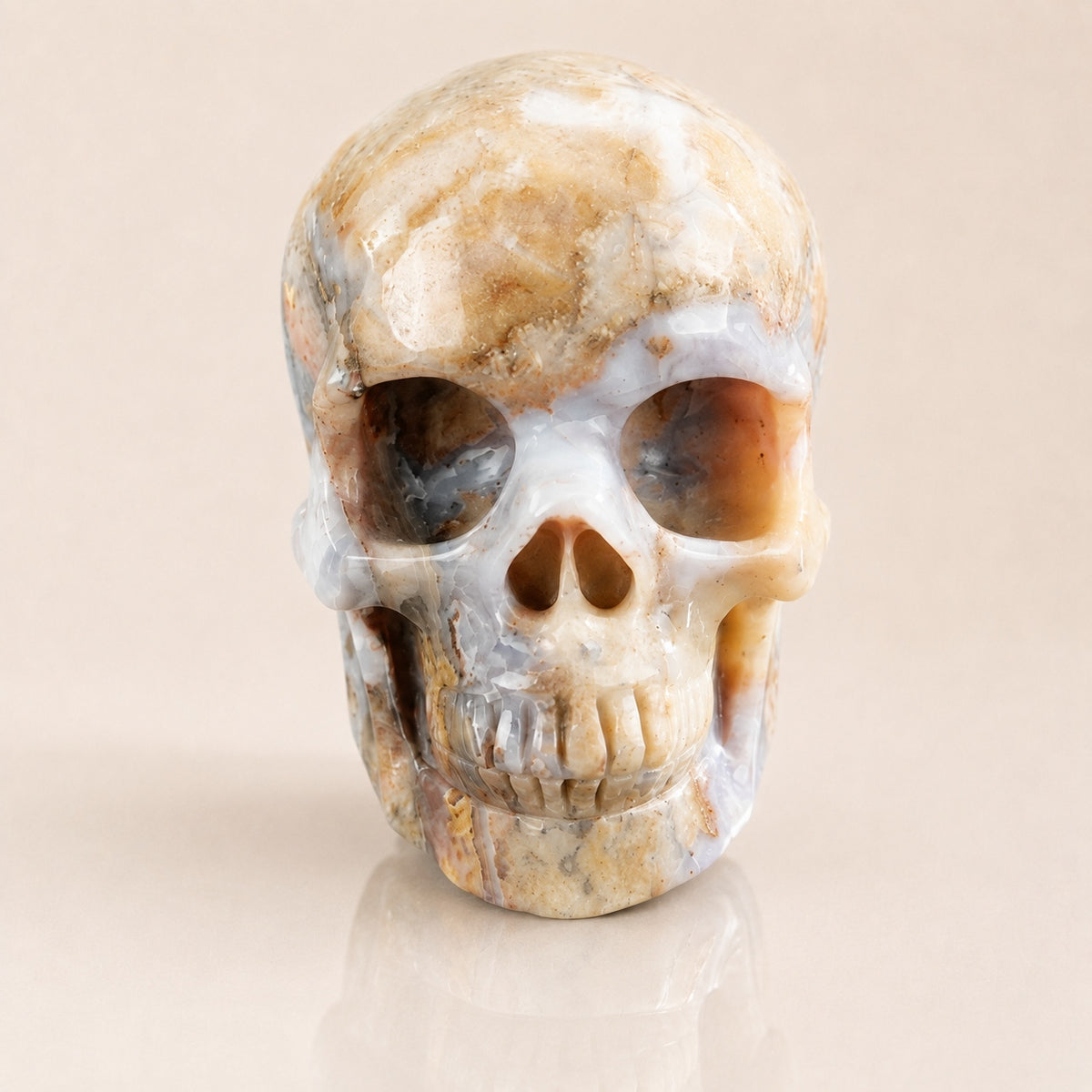 3-inch Blue Flower Agate Skull