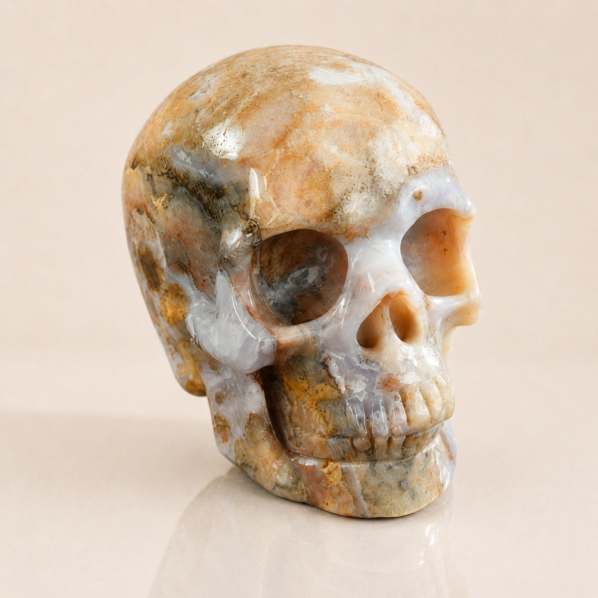 3-inch Blue Flower Agate Skull
