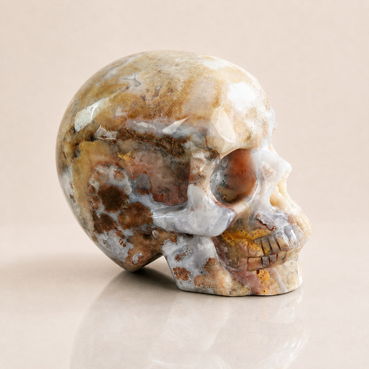 3-inch Blue Flower Agate Skull
