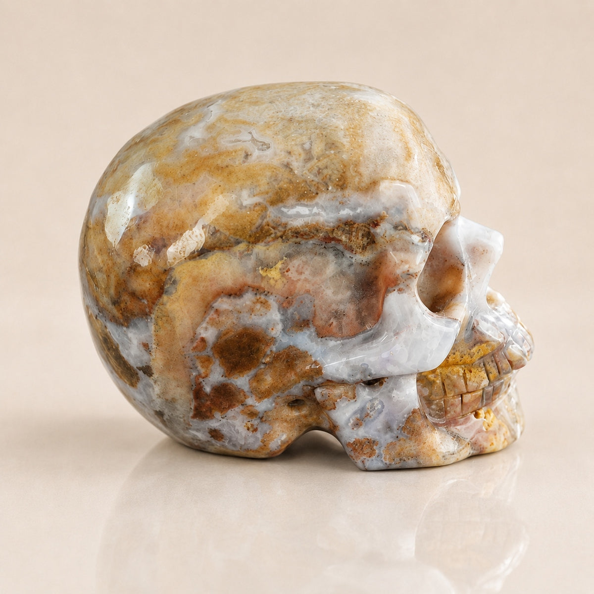 3-inch Blue Flower Agate Skull