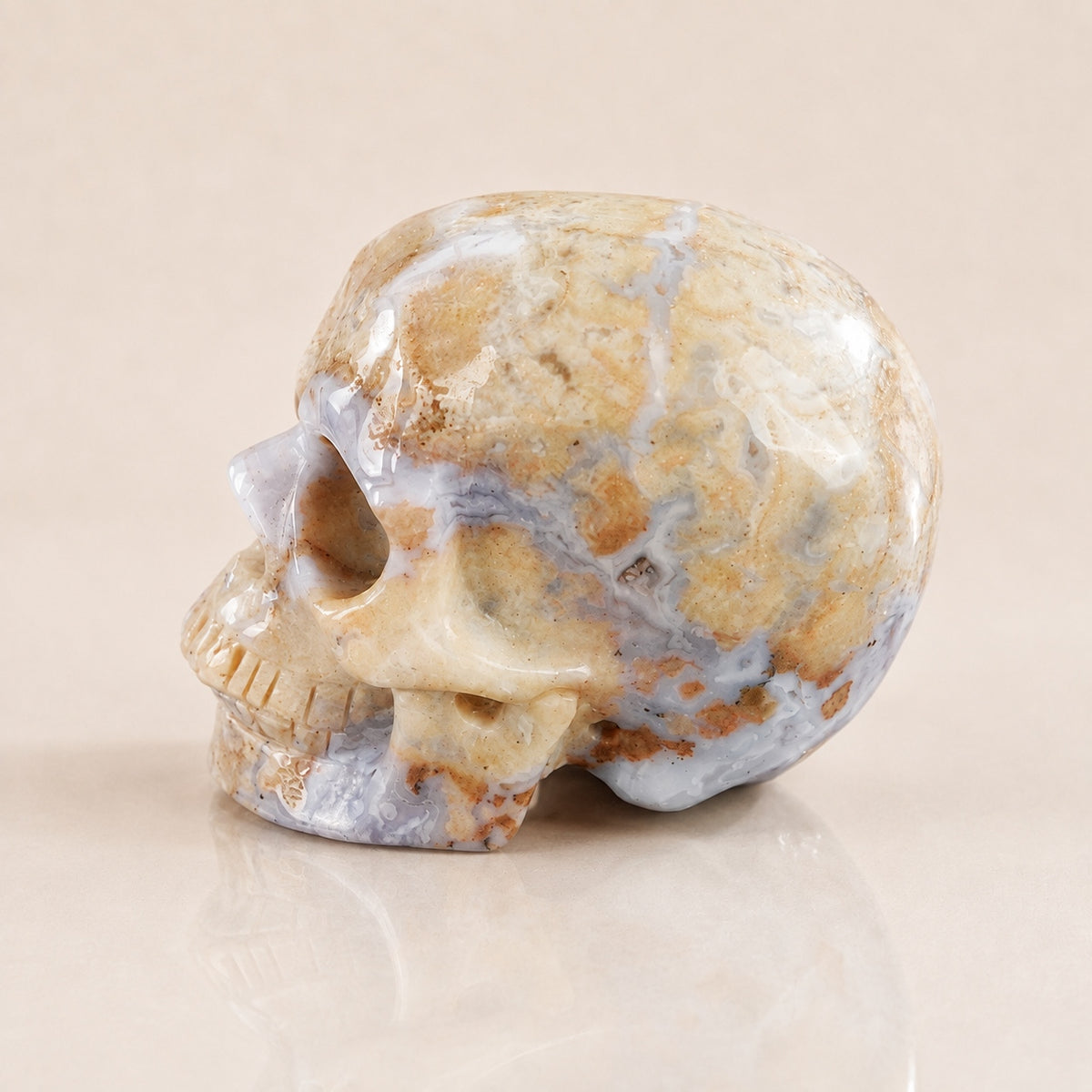 3-inch Blue Flower Agate Skull