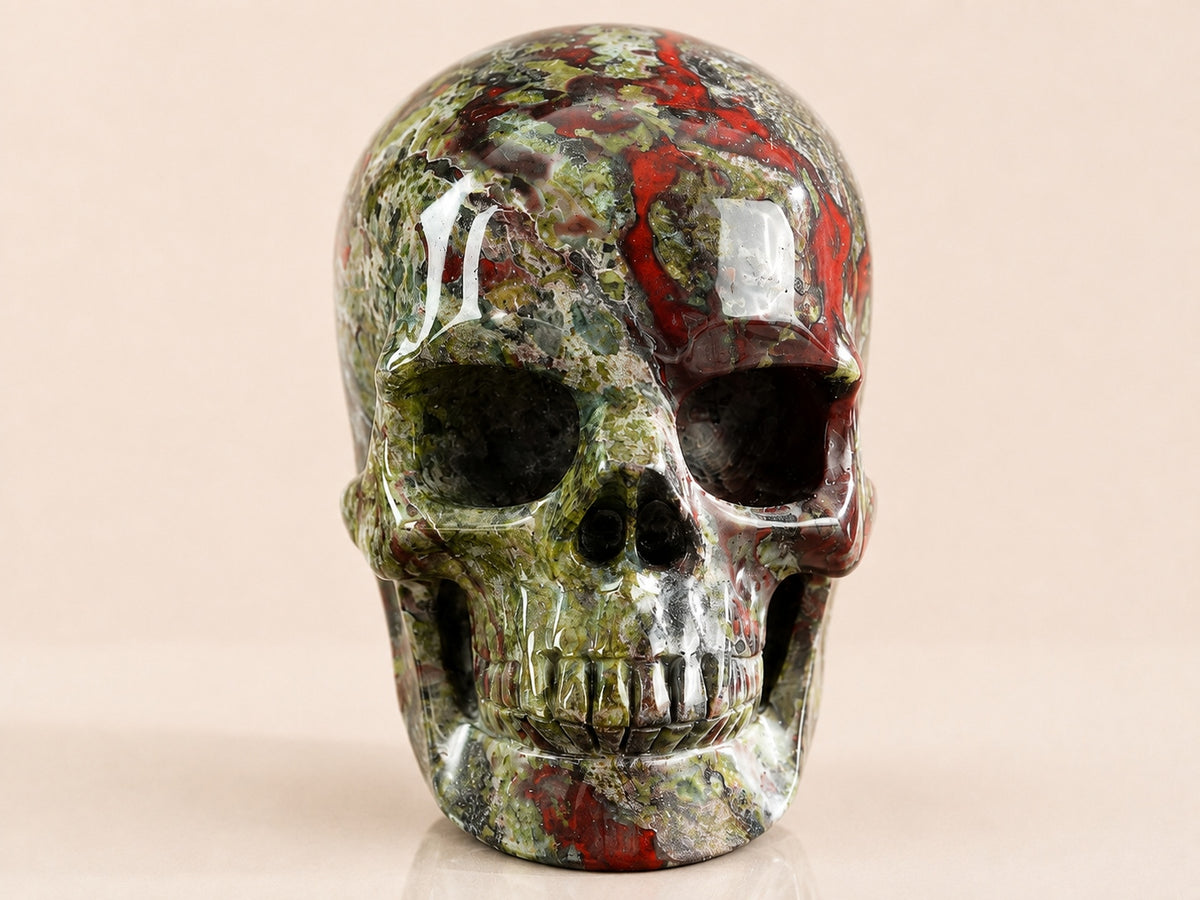 3-inch Dragon Blood Jasper Skull
