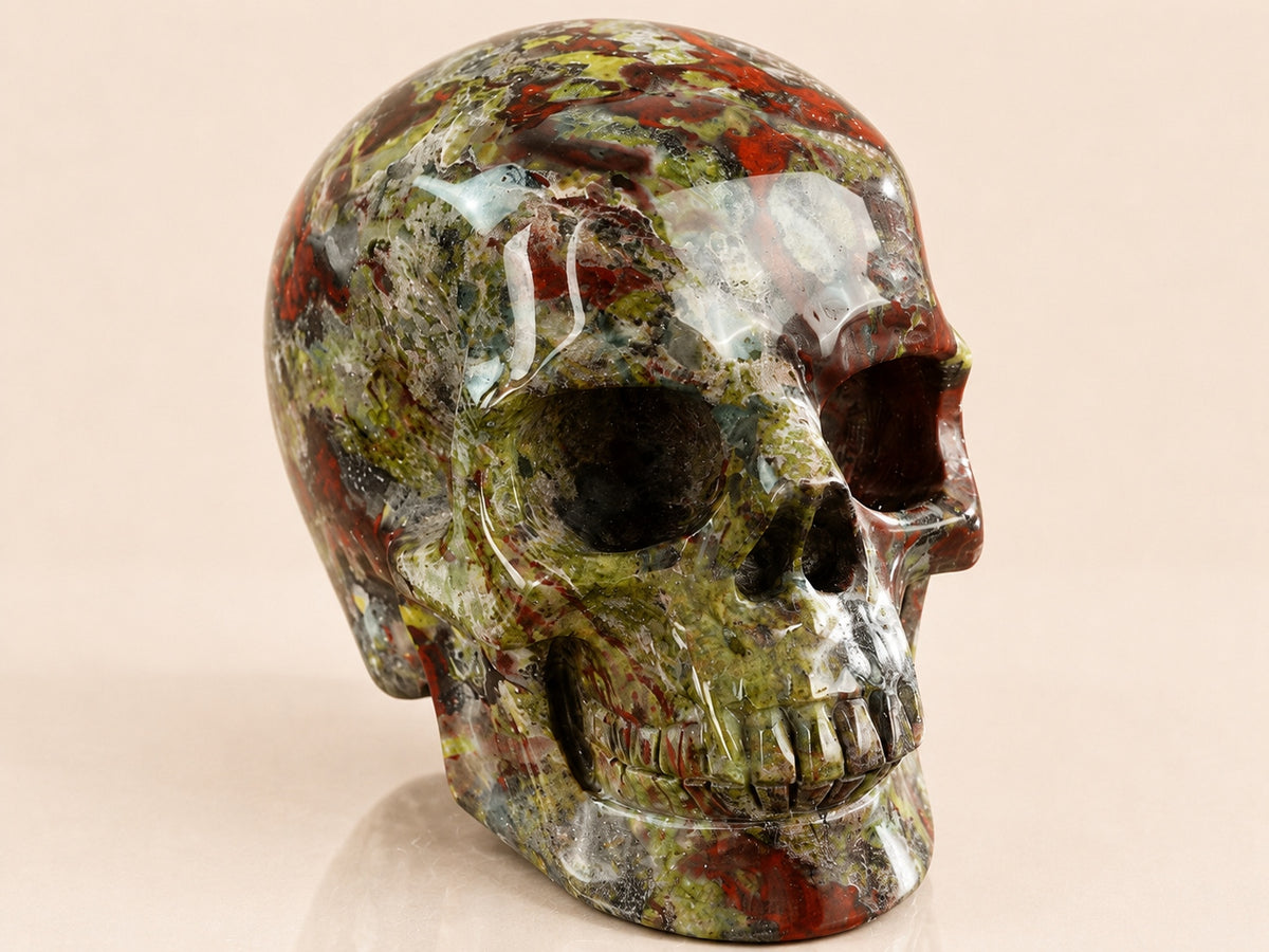 3-inch Dragon Blood Jasper Skull