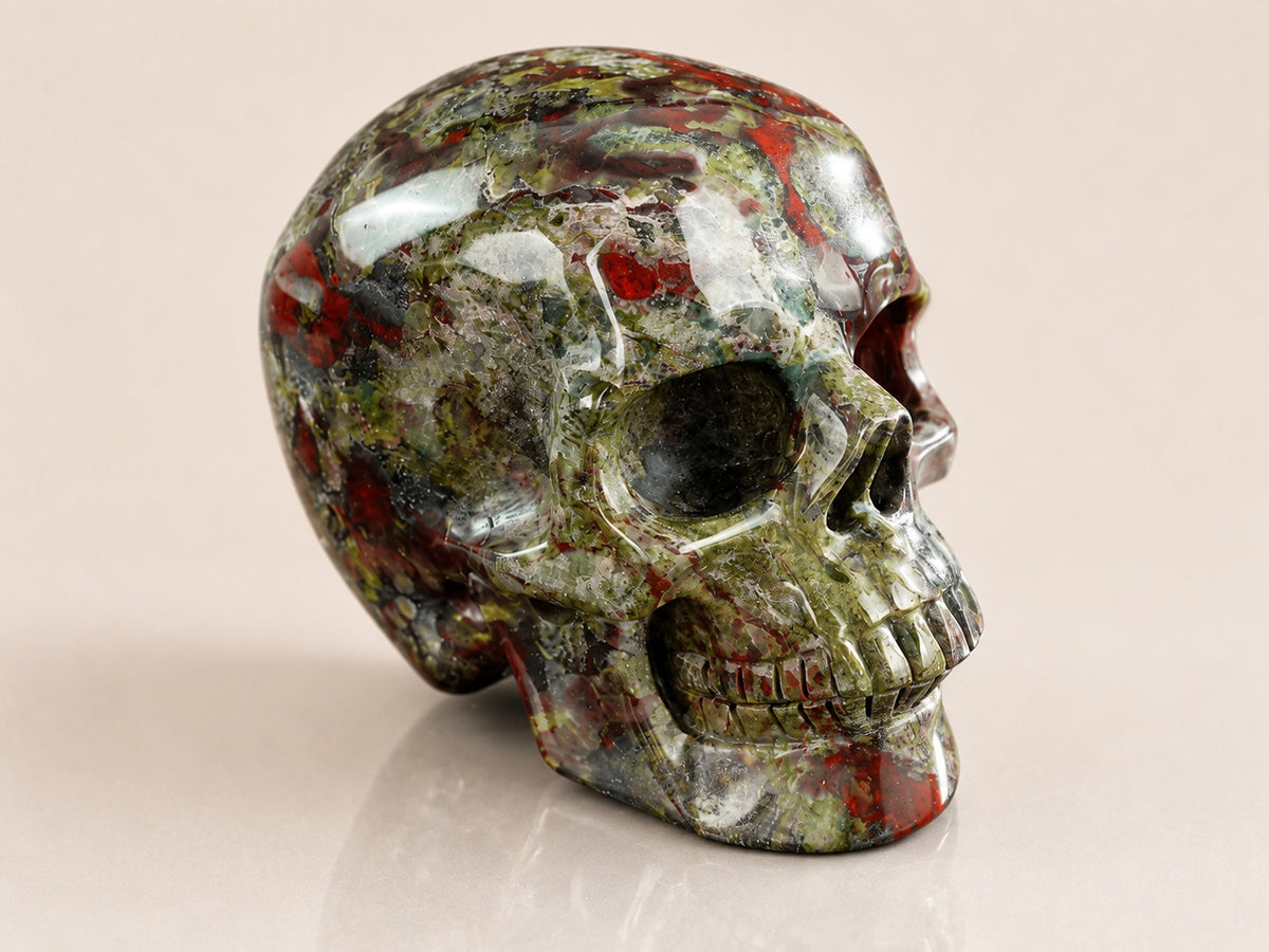 3-inch Dragon Blood Jasper Skull