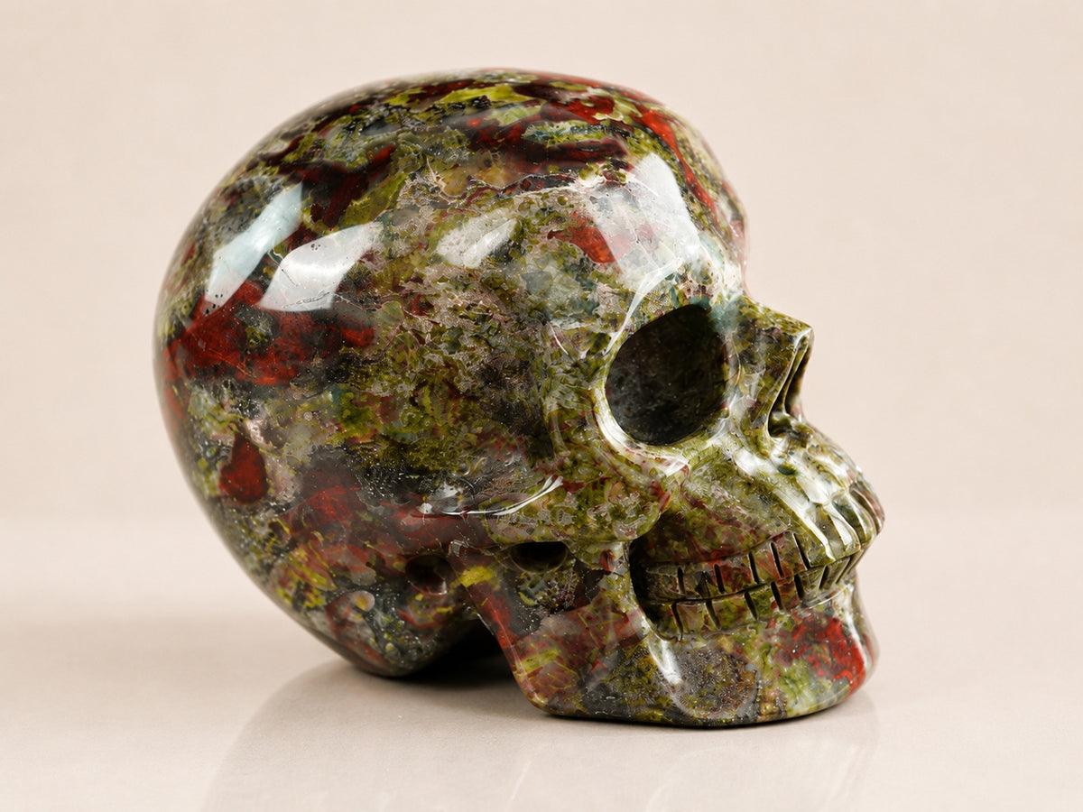 3-inch Dragon Blood Jasper Skull