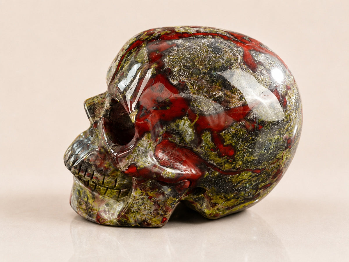 3-inch Dragon Blood Jasper Skull