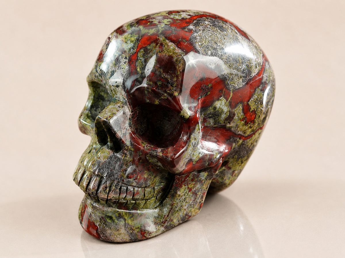 3-inch Dragon Blood Jasper Skull