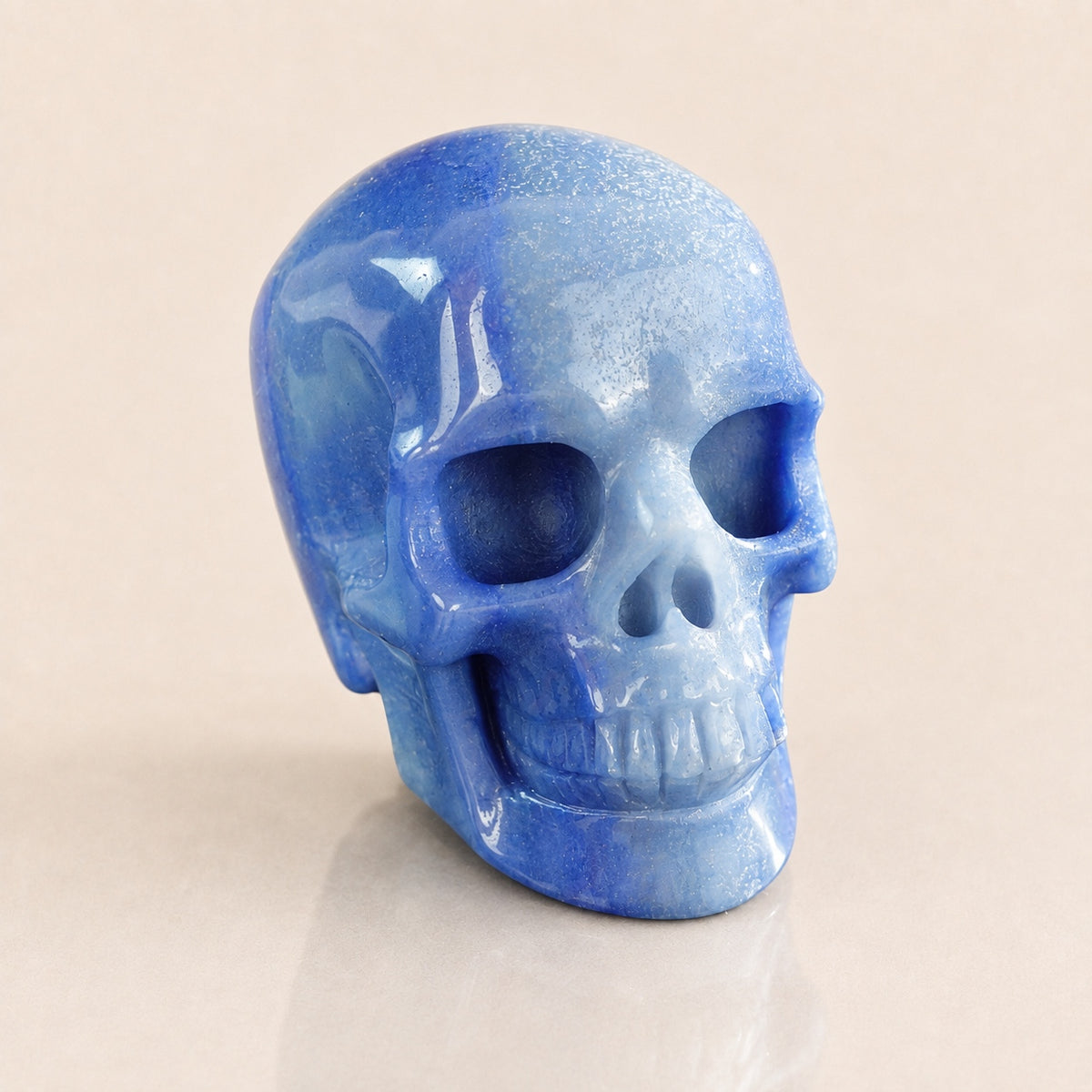 Crâne d'aventurine bleue de 3 pouces