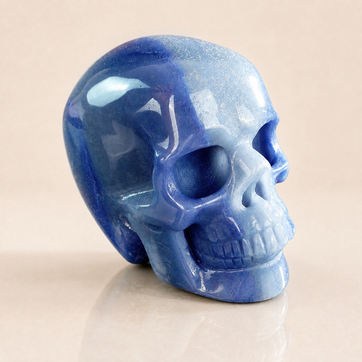 Crâne d'aventurine bleue de 3 pouces