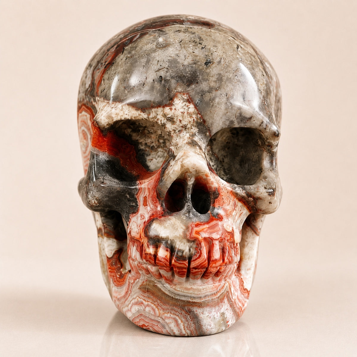 4.5-inch Red Crazy Lace Agate Skull