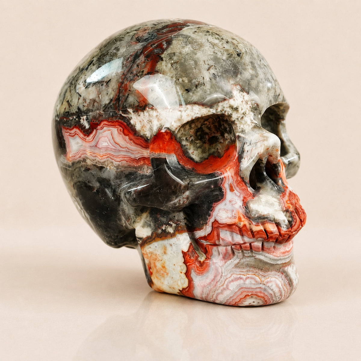 4.5-inch Red Crazy Lace Agate Skull