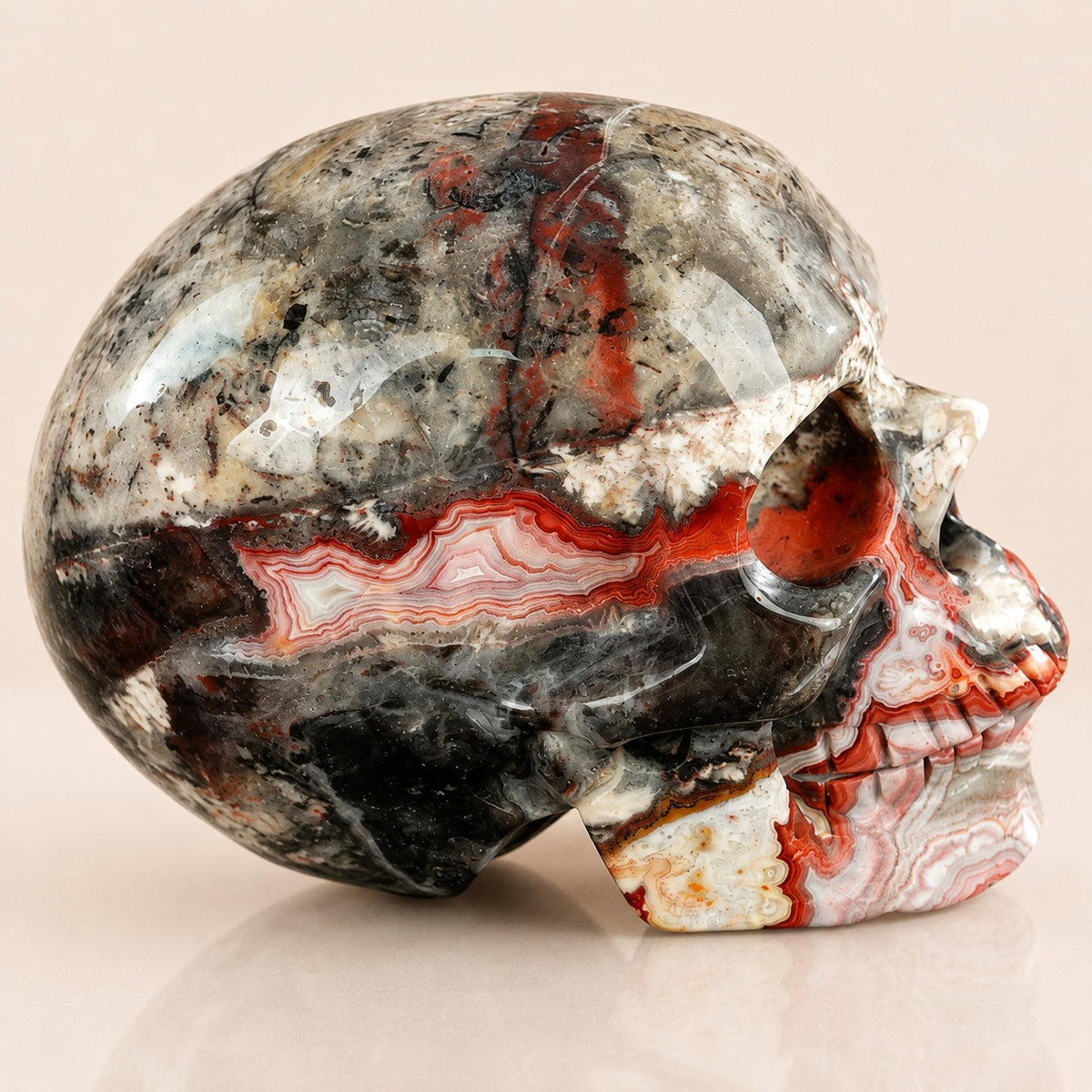 4.5-inch Red Crazy Lace Agate Skull