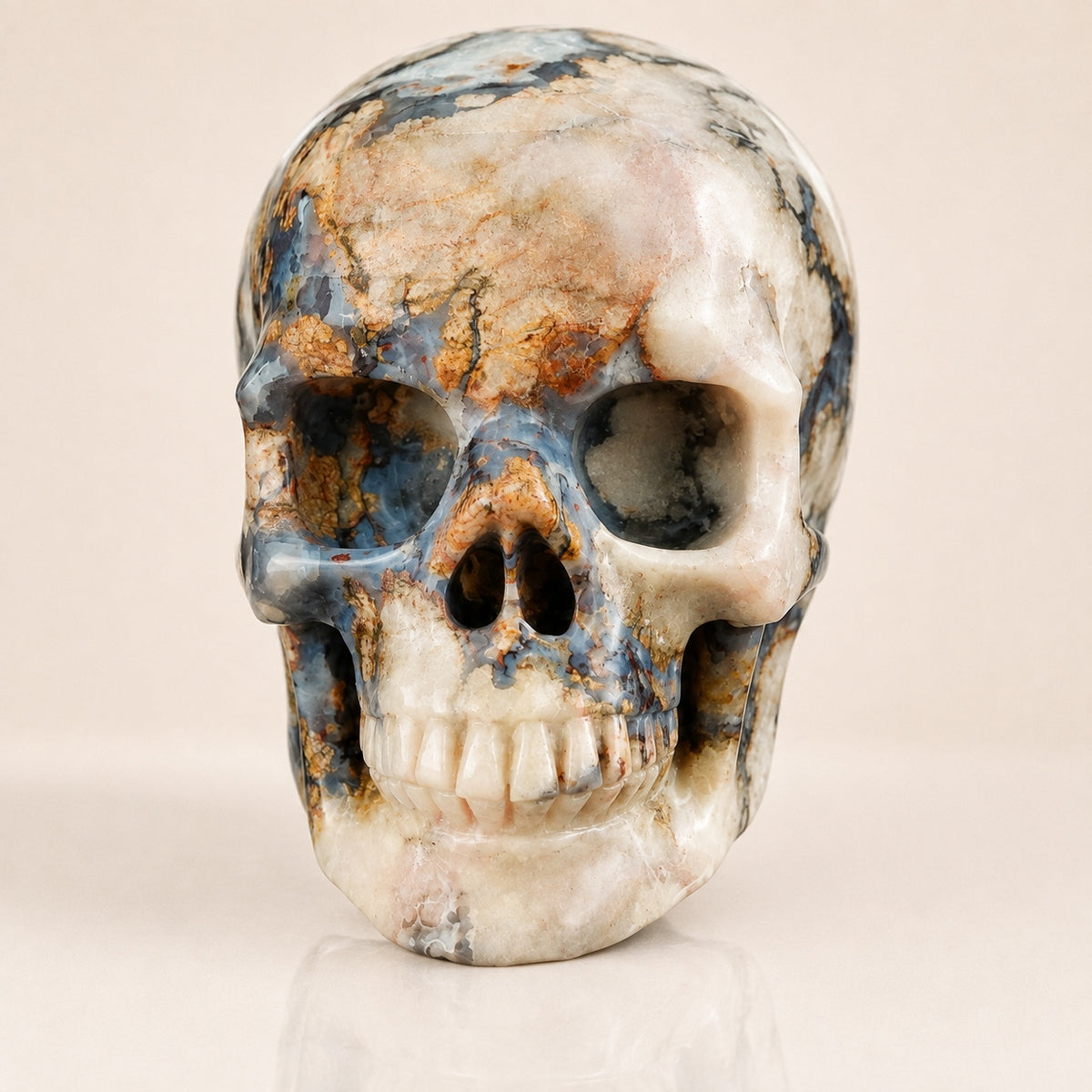 4.5-inch Blue Flower Agate Skull