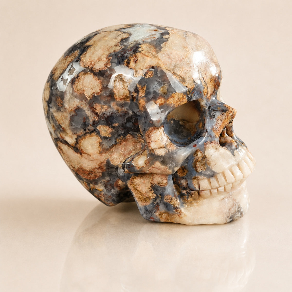 4.5-inch Blue Flower Agate Skull