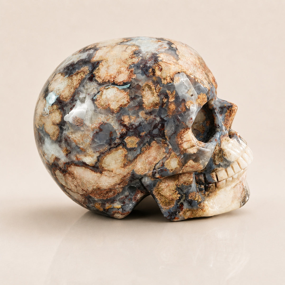 4.5-inch Blue Flower Agate Skull