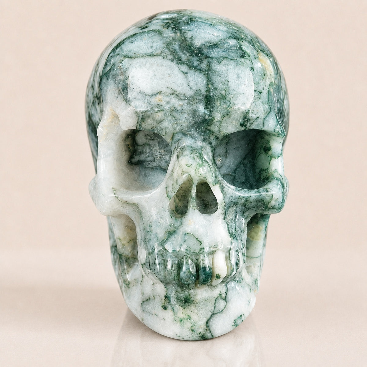 4.5-inch Moss Agate Skull