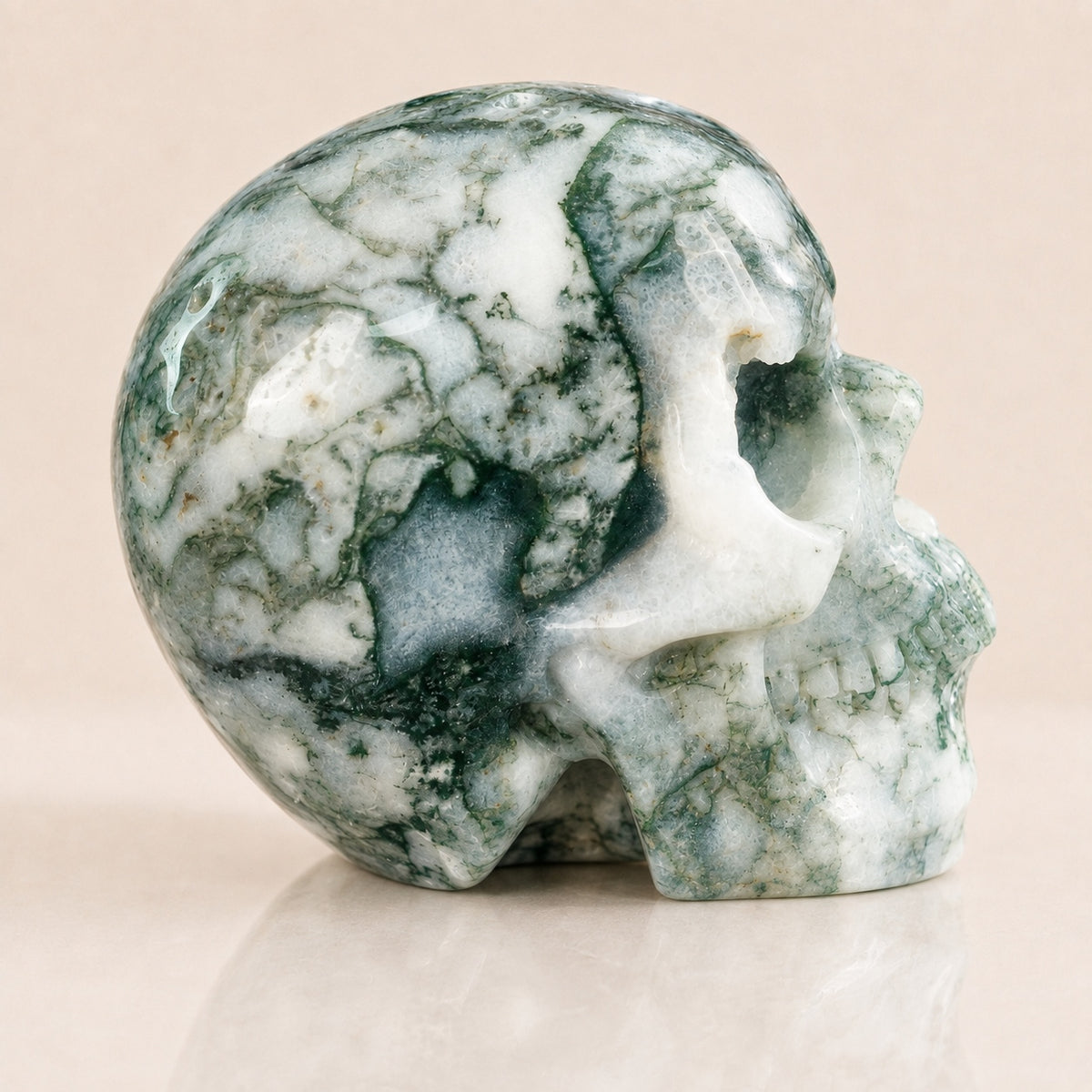 4.5-inch Moss Agate Skull