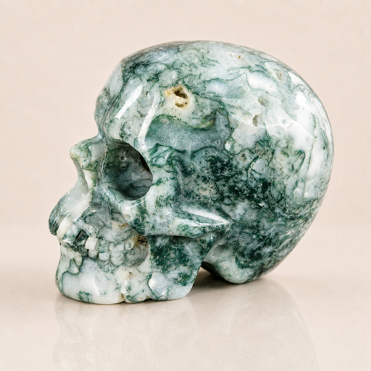 4.5-inch Moss Agate Skull
