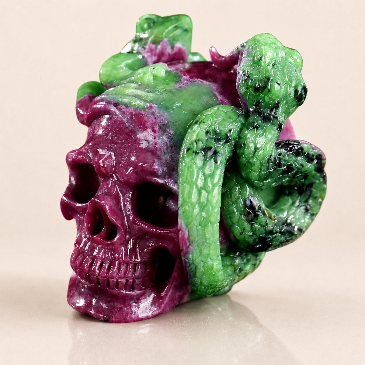 Schlange & Totenkopf mit Rubinen & Smaragden