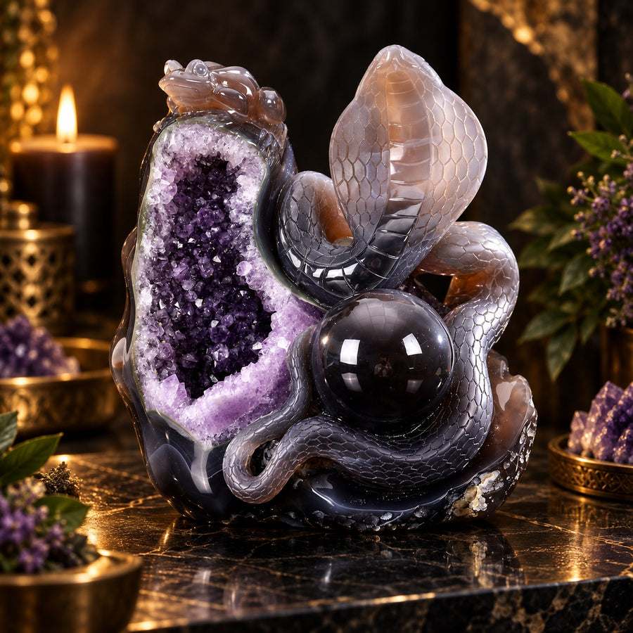 Amethyst Cobra & Orb Geode