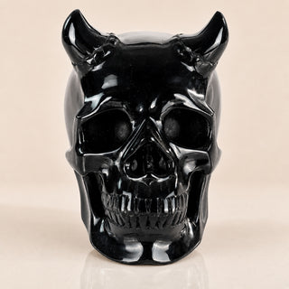 Black Obsidian Skull with Horn