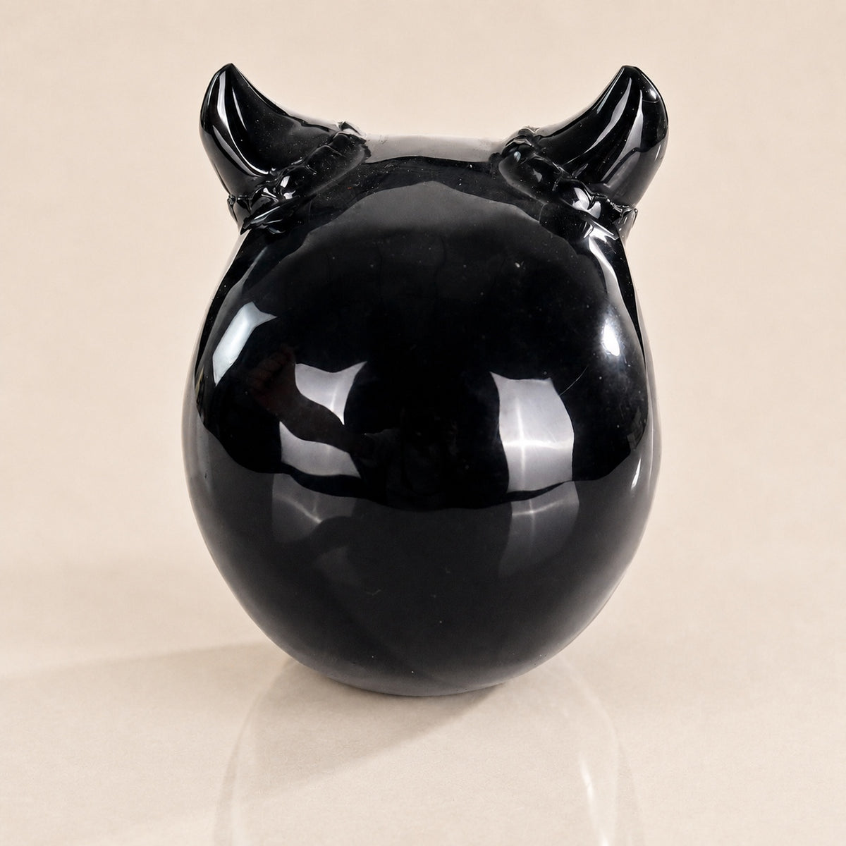 Black Obsidian Skull with Horn