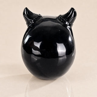 Black Obsidian Skull with Horn