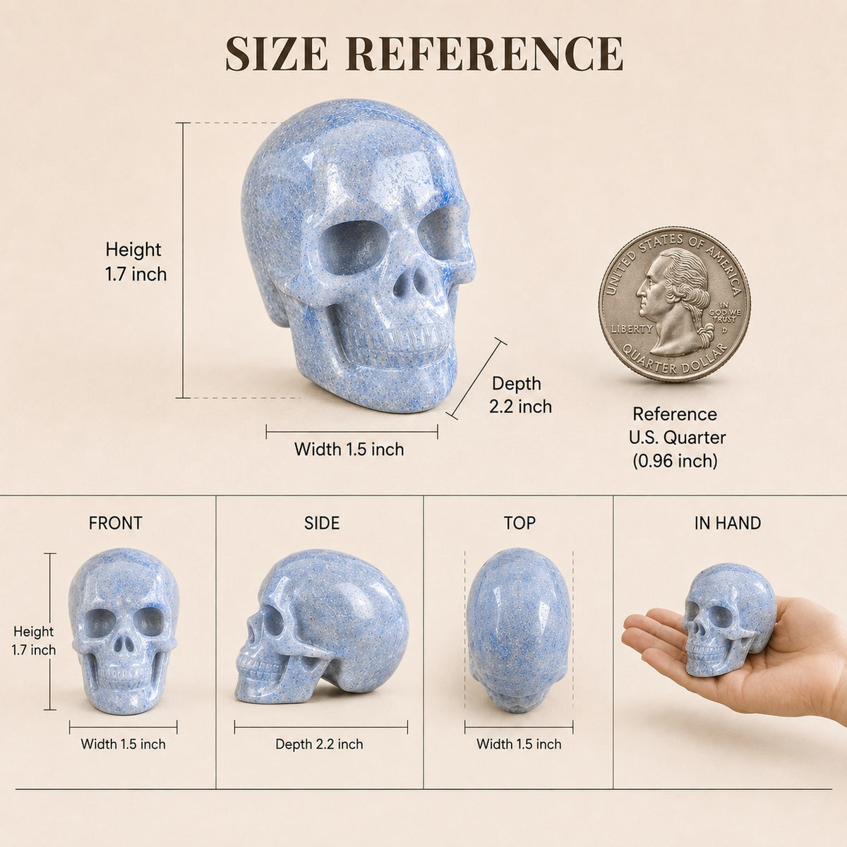 2.2-inch Blue Aventurine Skull