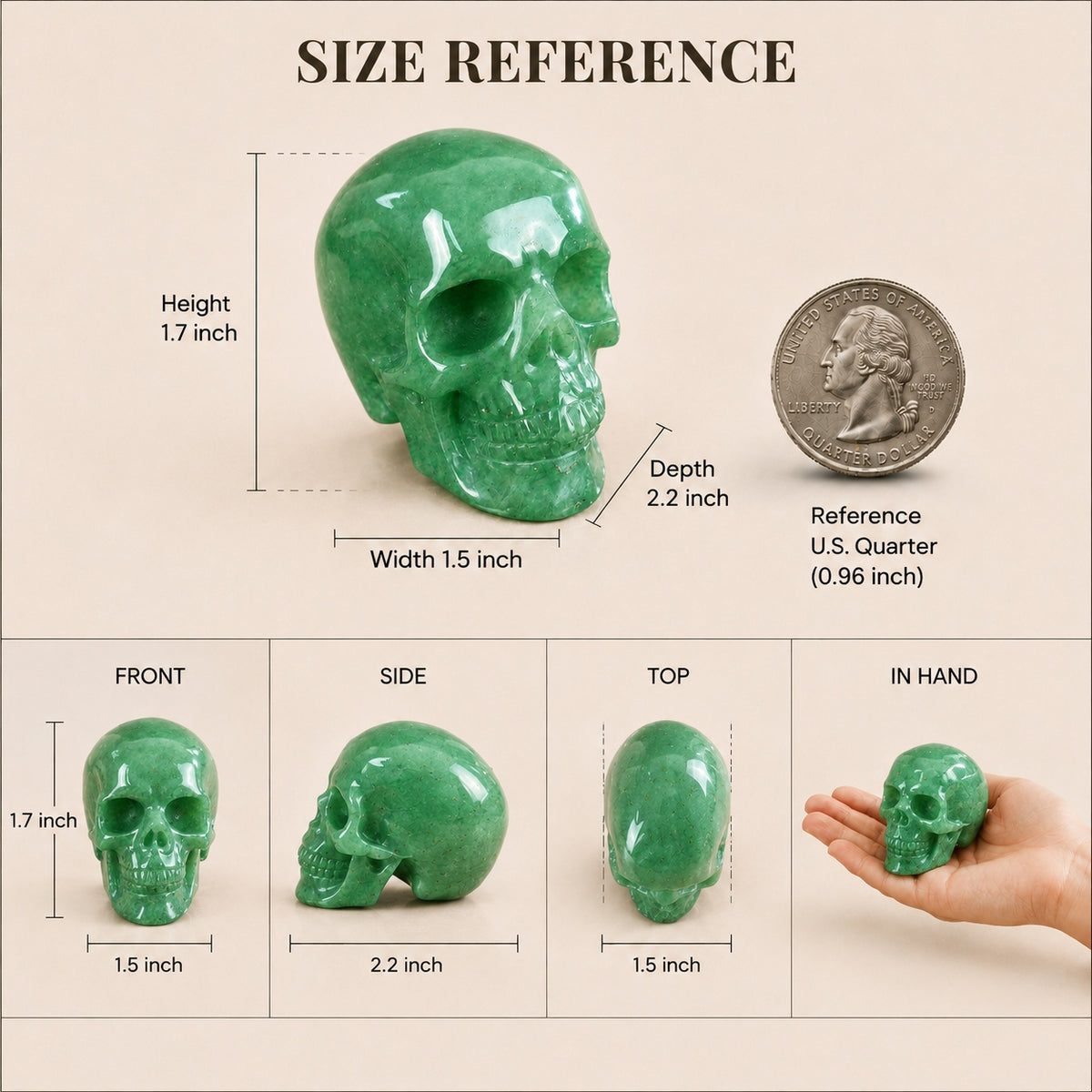 2.2-inch Green Aventurine Skull