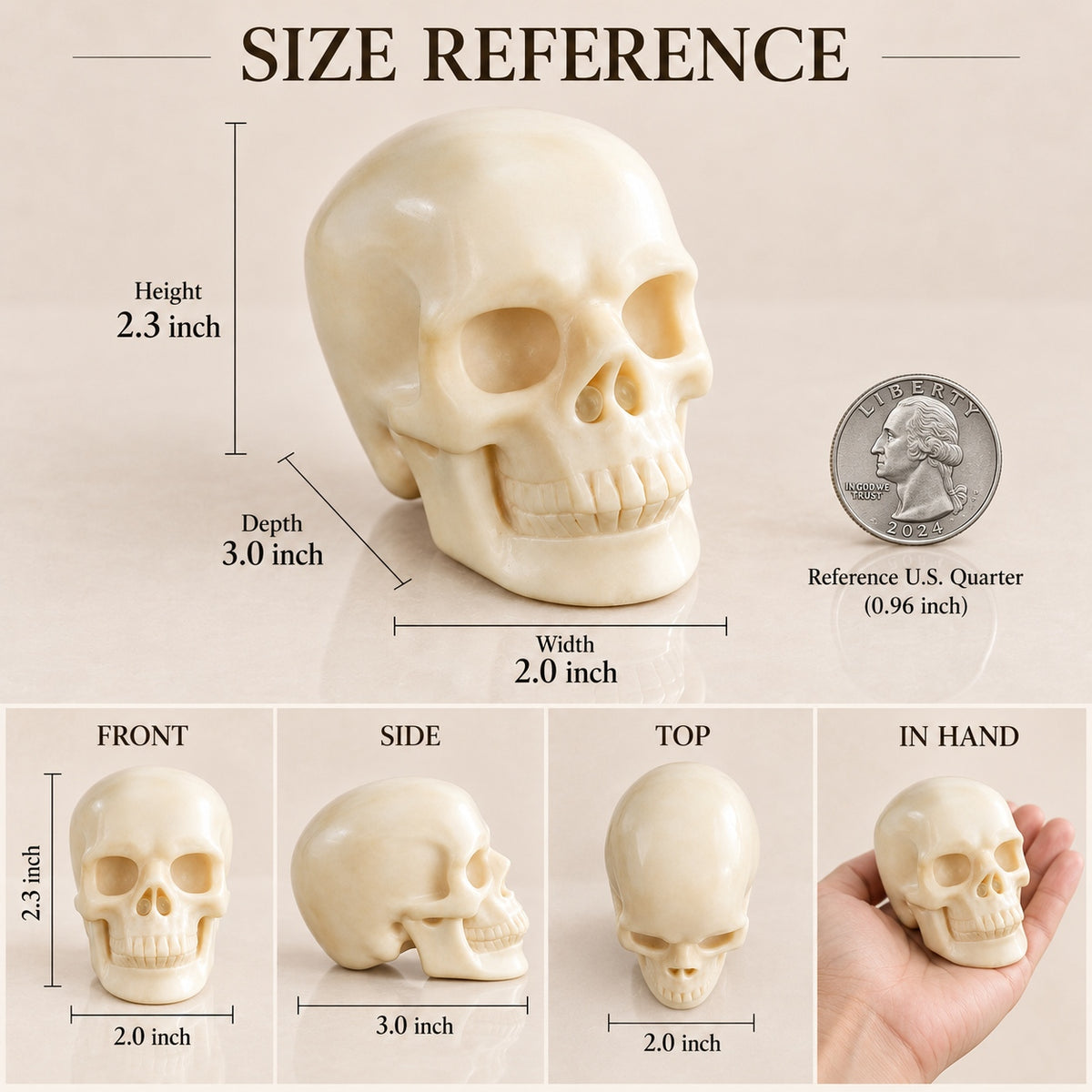 3-inch Ivory Jade Skull